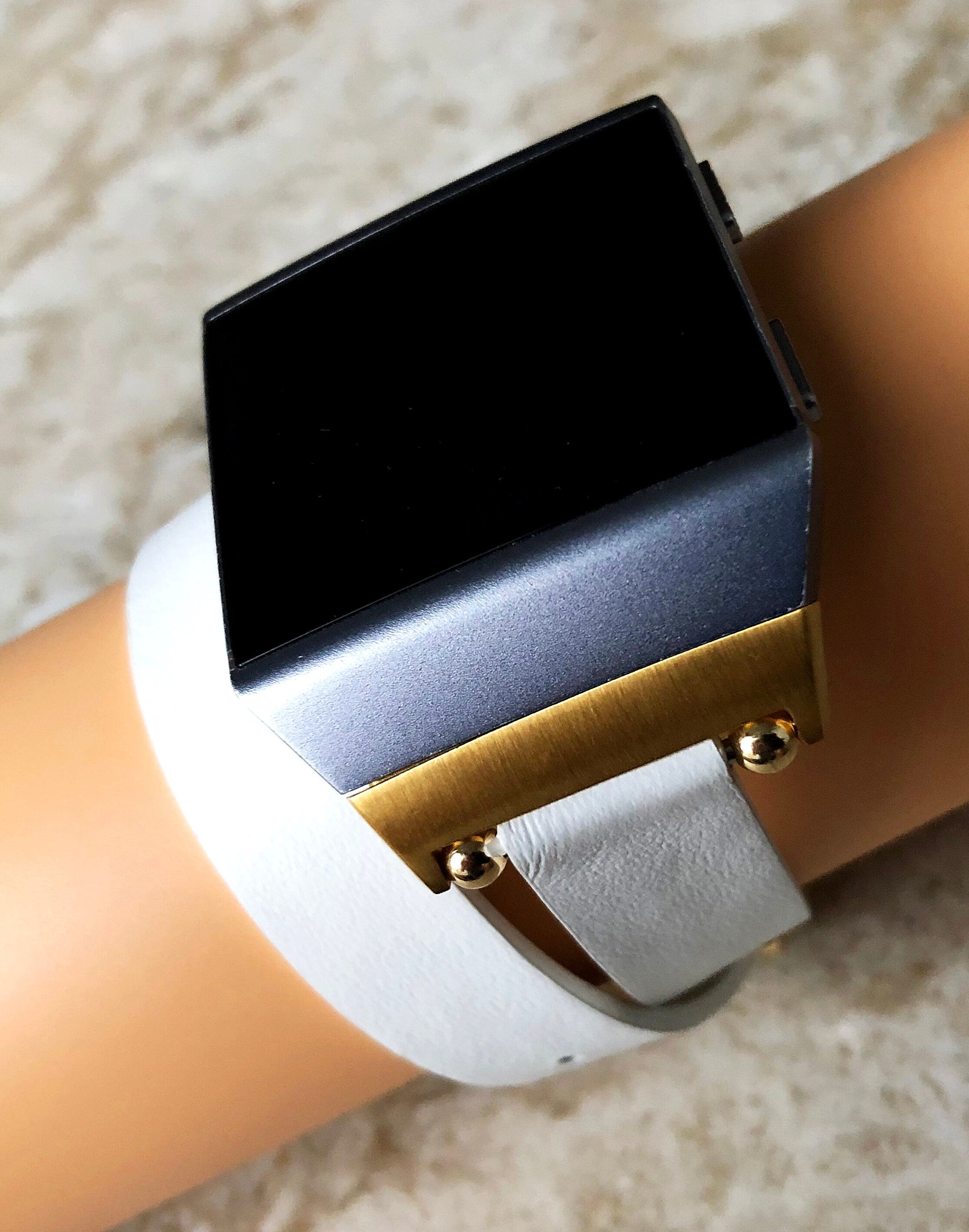 Fitbit Ionic White Soft Band for Double Wrap Around Wrist Eco Vegan Leather Watch Strap Twice Bracelet SB in Silver Rose Gold Black Finish